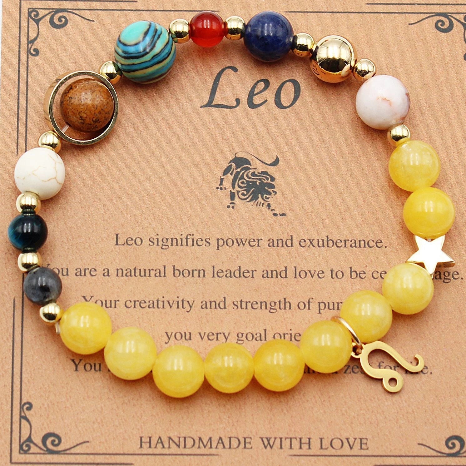 Morgan Stone Beaded Bracelet with twelve constellation designs