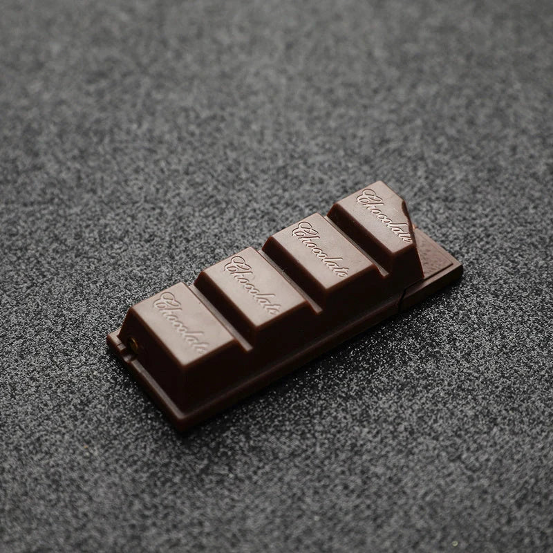 Chocolate-shaped torch lighter with bright colours and butane refill