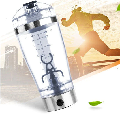 Cordless USB powered protein shake mixer cup with sleek white design and large 600ml capacity