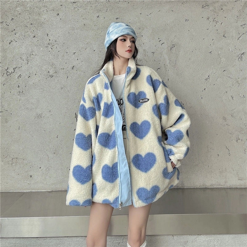 Cosy reversible cotton coat with fleece lining, available in black, pink and sky blue colours