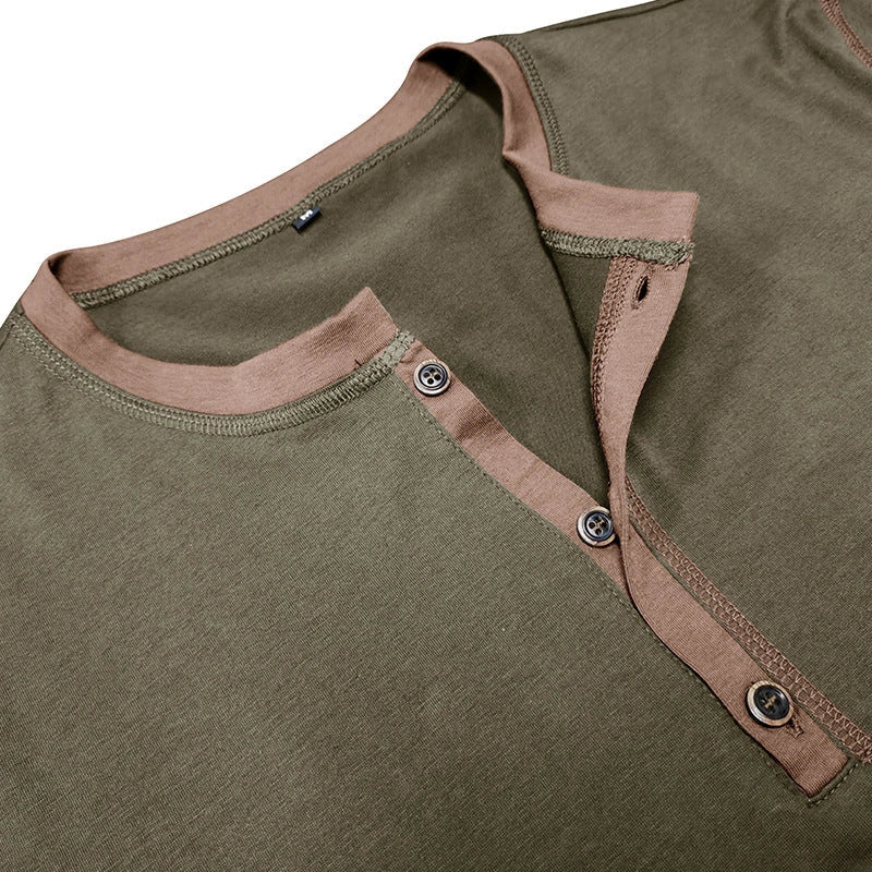 Men's short-sleeved polo shirt in various colours with V-neck design