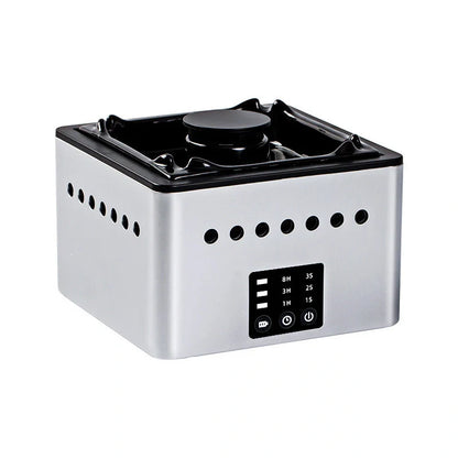 Mini ashtray air purifier in ceramic white, black, and blue with negative ion technology