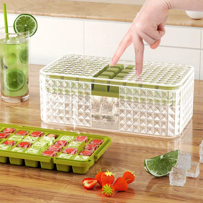 Large silicone square ice mold with lid for easy ice cube removal
