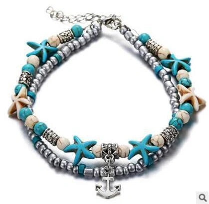 Starfish design zinc alloy anklet for women, perfect for beach outings