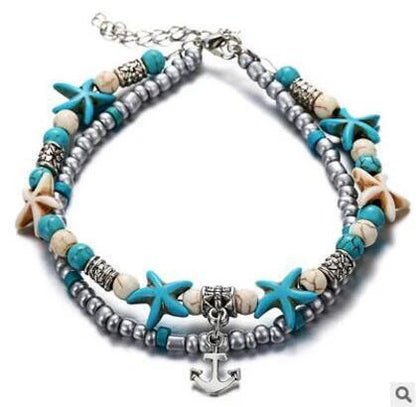 Starfish design zinc alloy anklet for women, perfect for beach outings