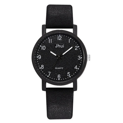 Stylish analog quartz watch for women with stainless steel clasp and PU leather strap in various colors
