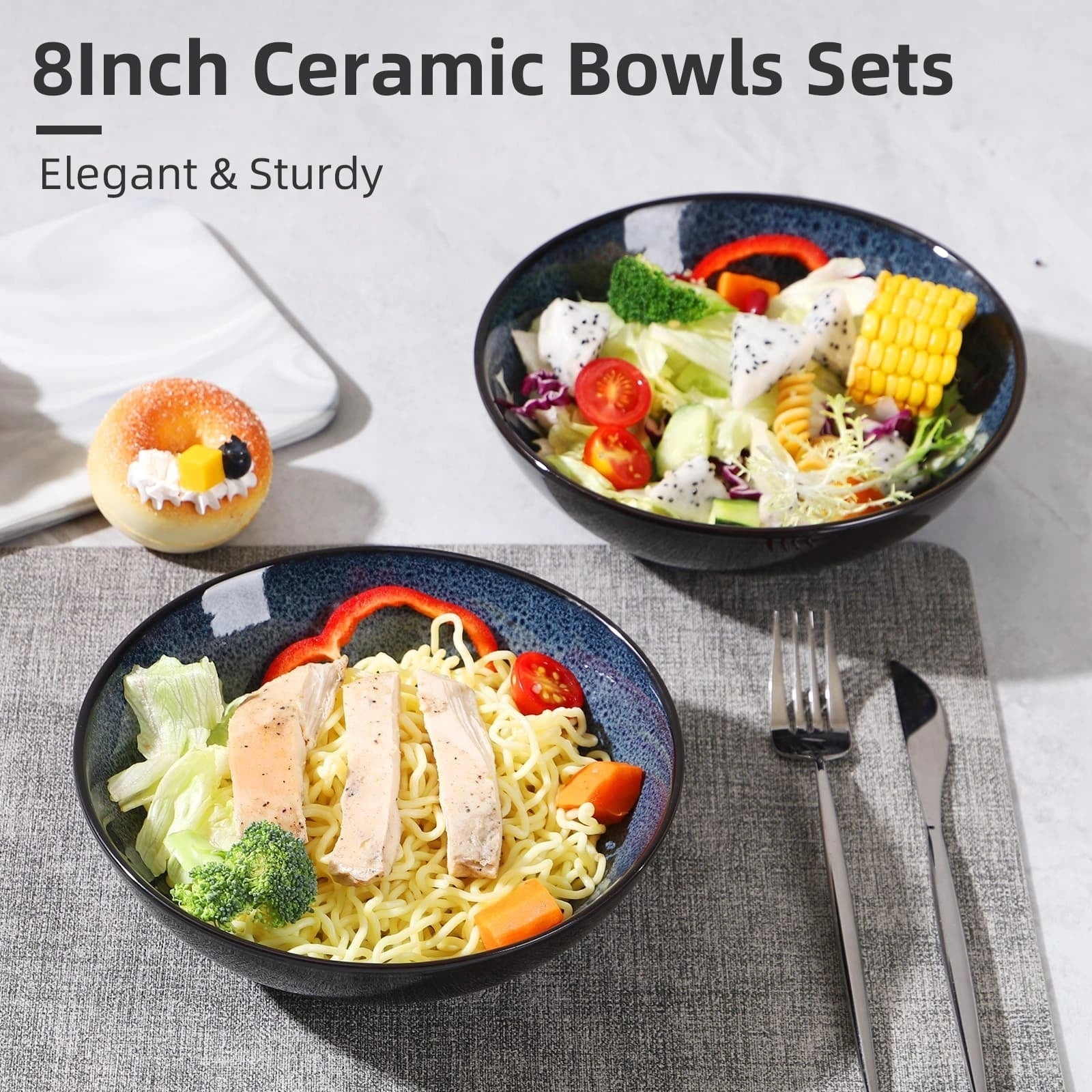 Set of four peacock green ceramic bowls with kiln change finish, 30oz capacity