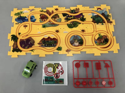 DIY Assembly Electric Railroad Speeder Toy with multiple track configurations