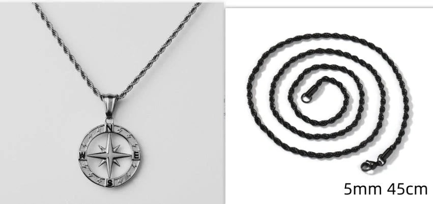 Elegant Stainless Steel Compass Necklace in gold and silver designs