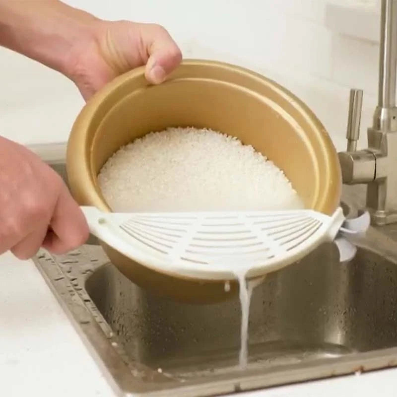Multifunctional household colander in pink, beige, light blue, or navy blue with water baffle drainage design