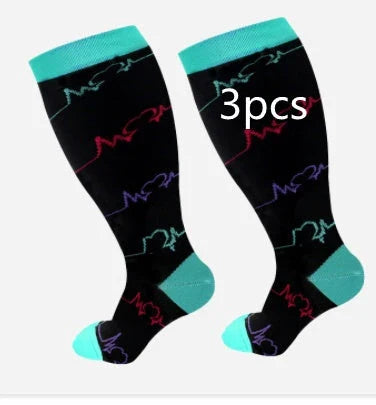 Plus-sized compression socks with bamboo fiber blend for breathability and comfort