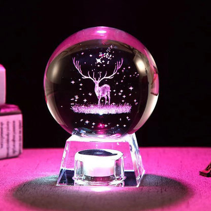 LED Music Box with luminous crystal ball showcasing Milky Way or Solar System 3D perspective