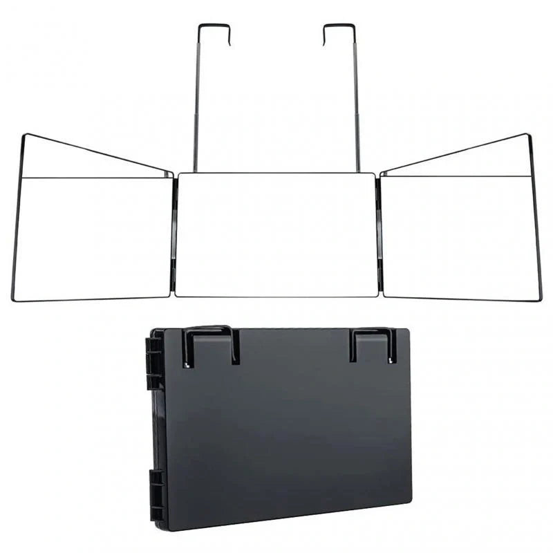 Telescopic Hanging Three-sided Folding Makeup Mirror with 360-degree view