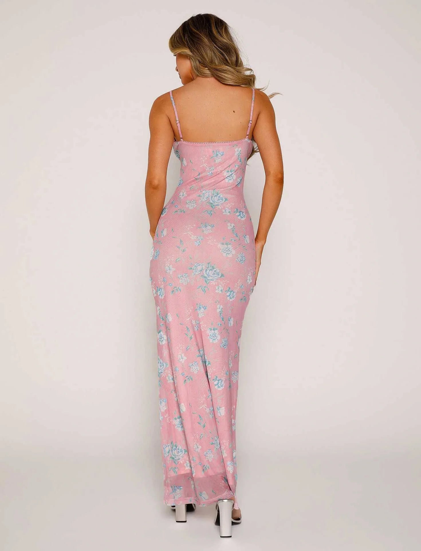 Y2K slim fit floral print slip dress with adjustable suspenders in various colours