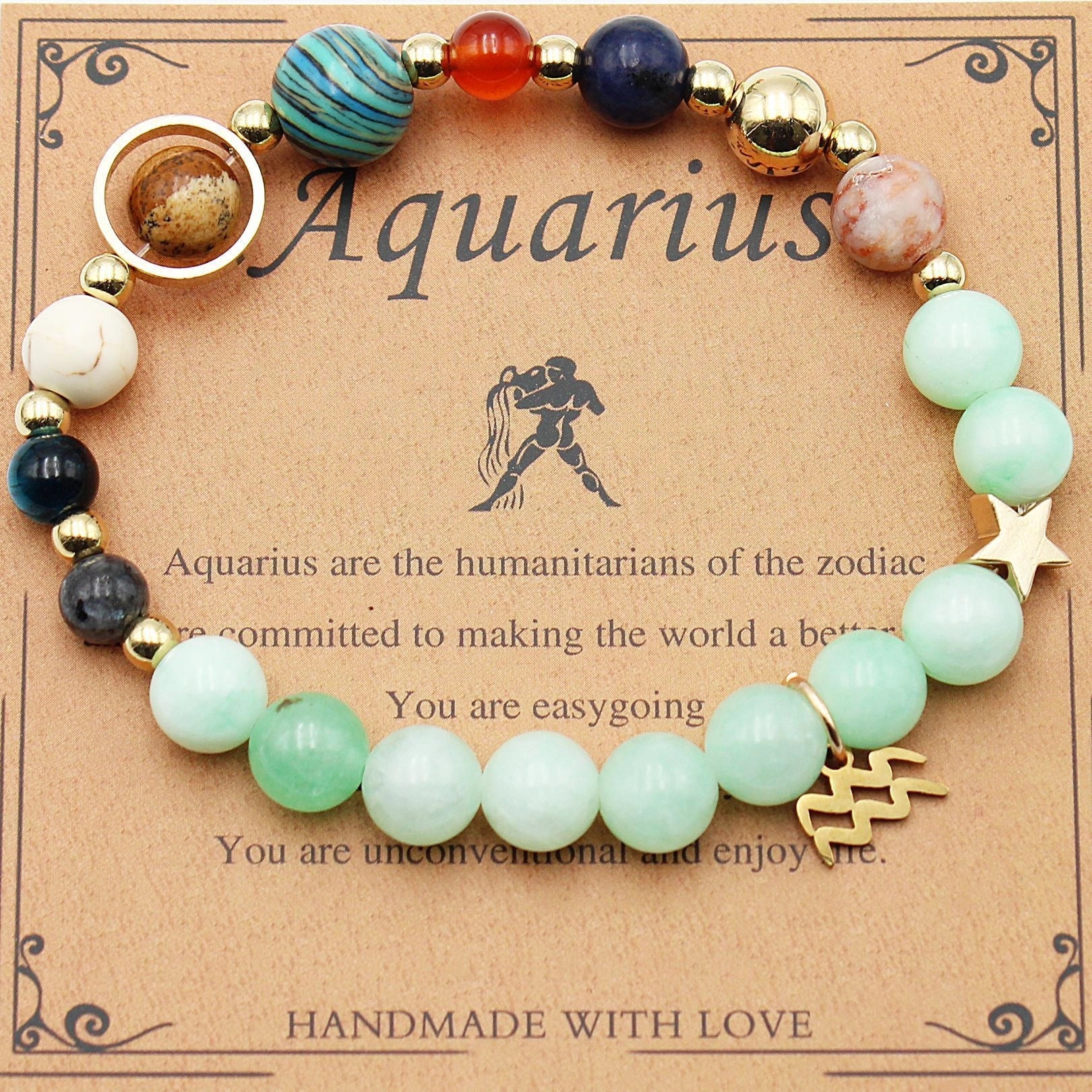 Morgan Stone Beaded Bracelet with twelve constellation designs