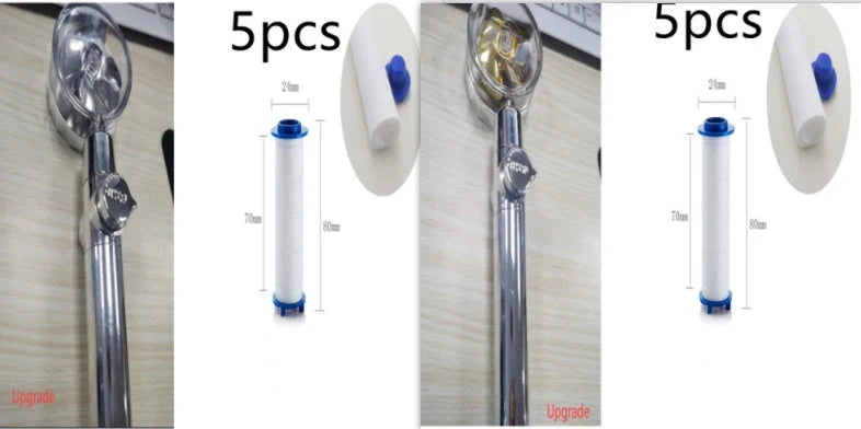 Turbo Propeller Shower Head in various colours with 360-degree fan extension