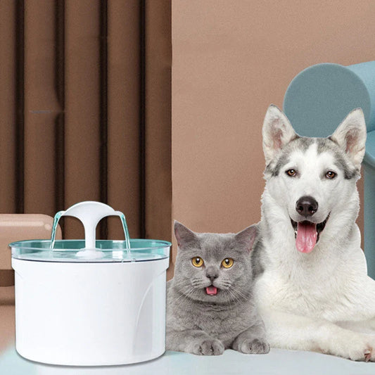Automatic pet water fountain with stainless steel construction, LED water level display, and multi-layer filtration system