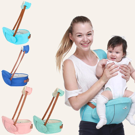 Versatile baby carrier with adjustable hip seat, offering hands-free support and multiple carrying positions for newborns to toddlers