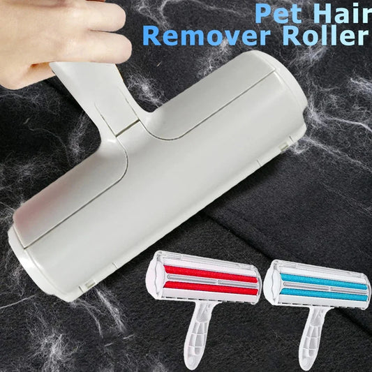 Durable ABS pet hair remover tool in red and blue for efficient cleaning of furniture and carpets