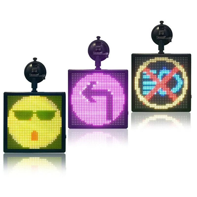 Car Rear Window LED Emoticon Screen displaying vibrant messages