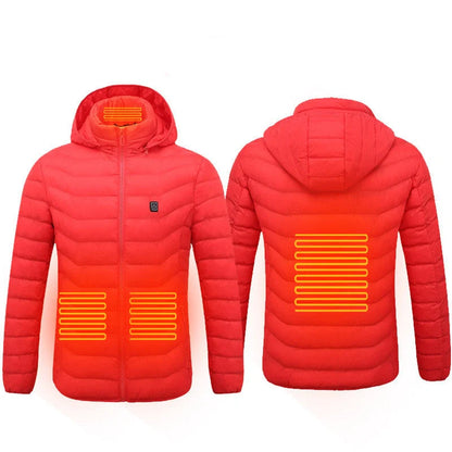 Men's electric heated puffer jacket for skiing with insulated hood