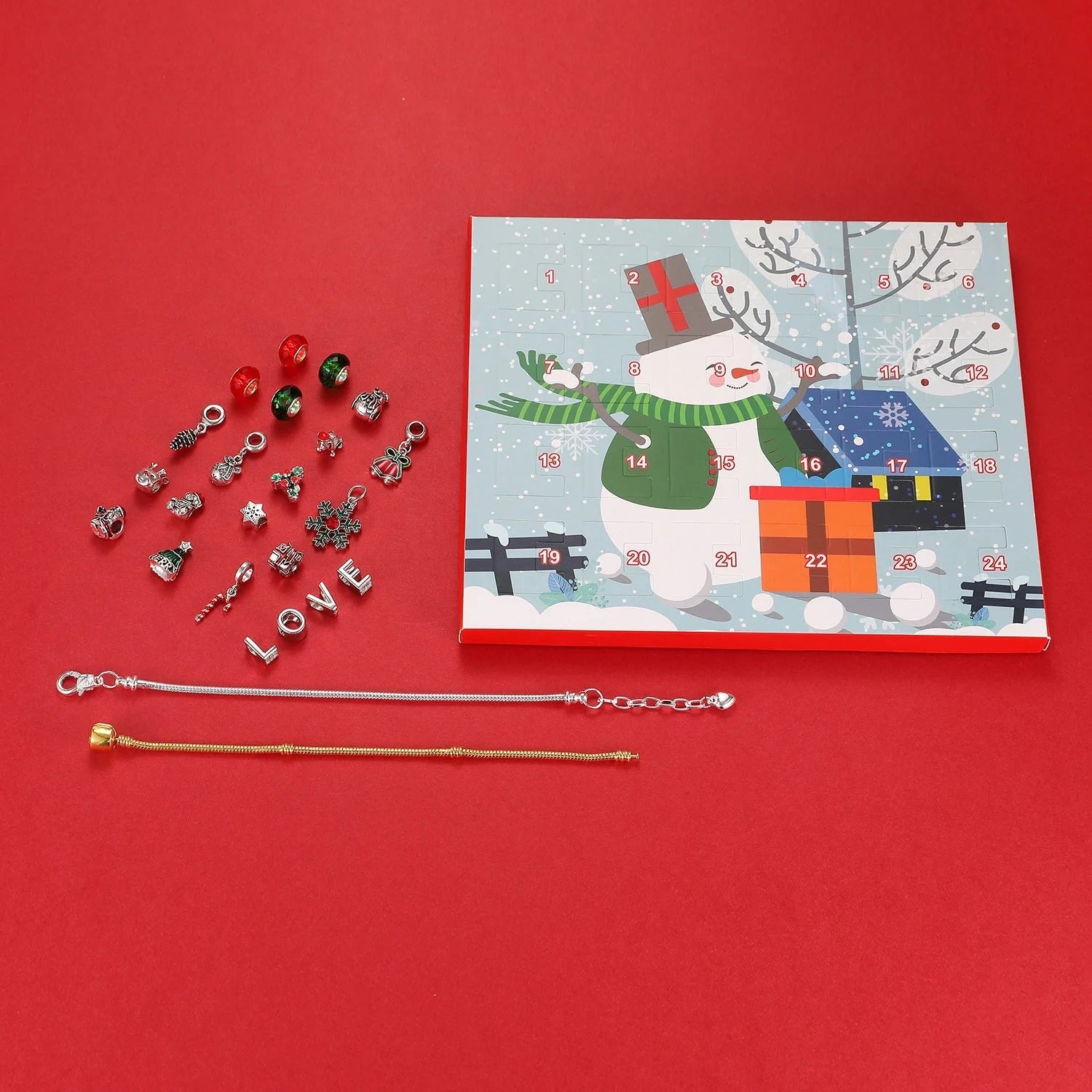 Beaded blind box Christmas bracelet gift set with Santa pattern and alloy construction