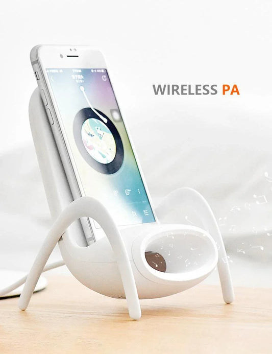 Stylish wireless charging stand with premium materials and fast Qi charging capabilities for Apple and Android smartphones