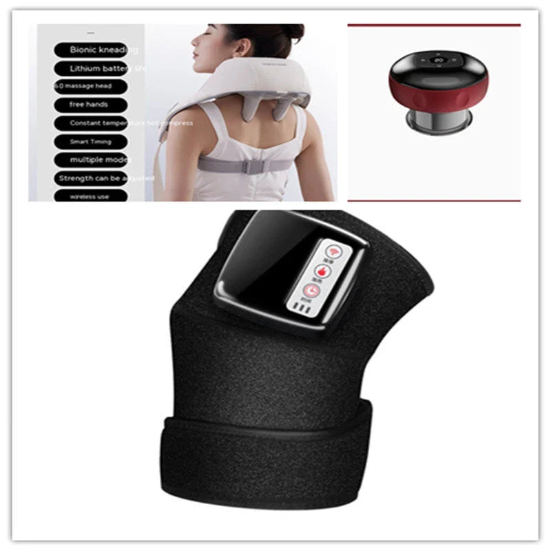 Premium Infrared Heating and Vibration Knee/Elbow Massager with adjustable straps, heat, and vibration therapy for pain relief and joint support