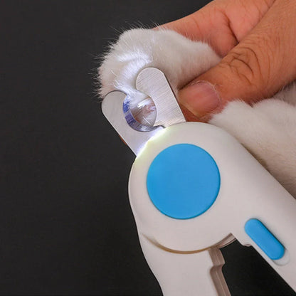LED illuminated cat and dog nail clippers with sharpener in blue and green