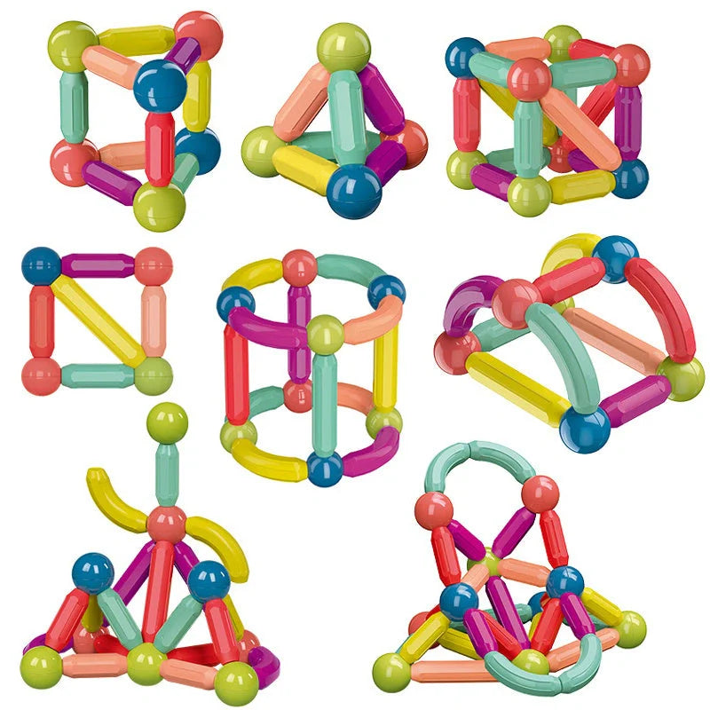 Colourful magnetic building blocks for children, educational toy with 50-100 pieces