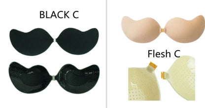 Lala Goddess Mango Cup deep V invisible bra in black and flesh colors