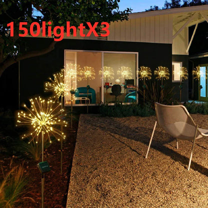 Radiant Solar-Powered Outdoor Fireworks Lights with dazzling LED display in various shapes and colours
