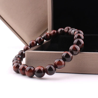 Vintage red tiger eye anti-fatigue bracelet with geometric design