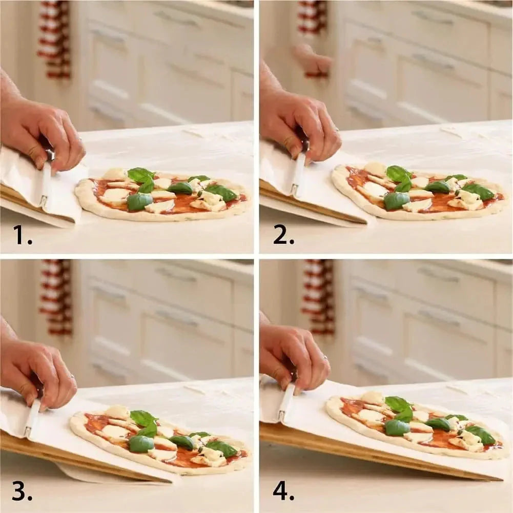 Non-stick sliding pizza shovel with hanging hole for easy storage