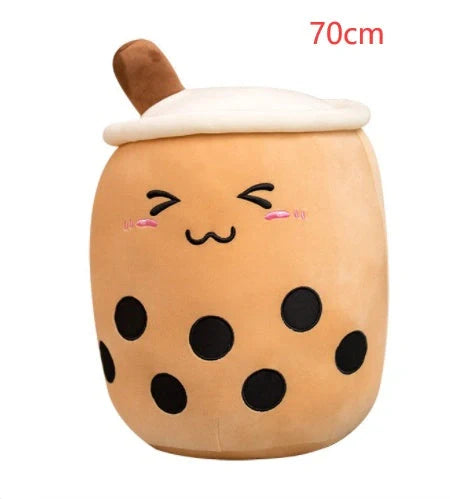 Strawberry Milk Tea Plush Boba Toy Pillow in various colours and sizes