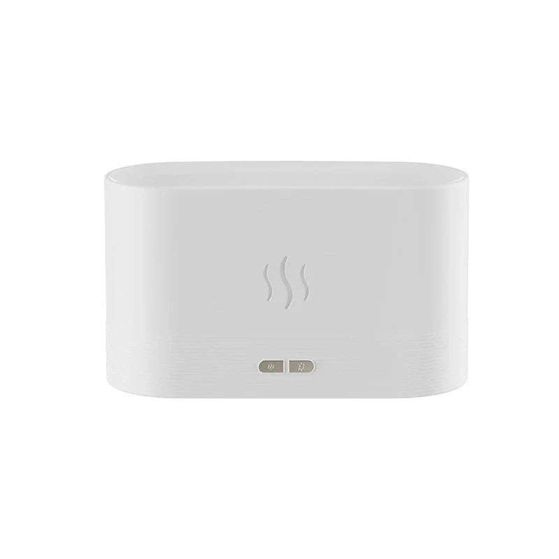 Elegant mist diffuser with realistic flame effect, designed for relaxation and aromatherapy in home, office, or yoga studio