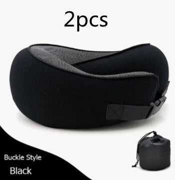 Comfortable memory foam travel neck pillow with U-shaped design for support and comfort during flights, road trips, and naps