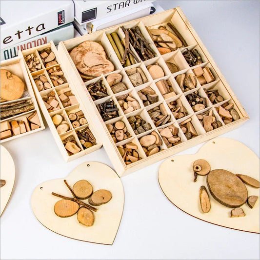 Handmade wooden blocks for children's creative play, natural pine wood, safe and educational