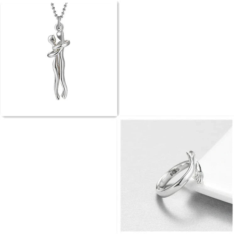 Stylish brass hugging couple necklace with minimalist design - a thoughtful Valentine's Day gift