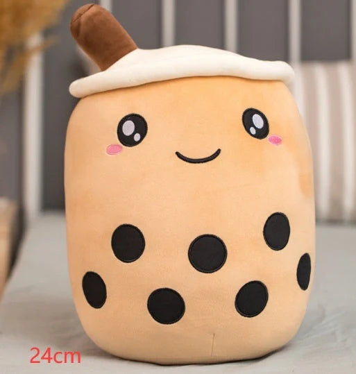 Strawberry Milk Tea Plush Boba Toy Pillow in various colours and sizes