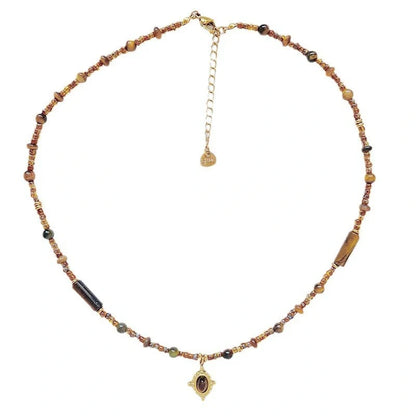 Maillard Colour Necklace with geometric pendant designs in titanium steel