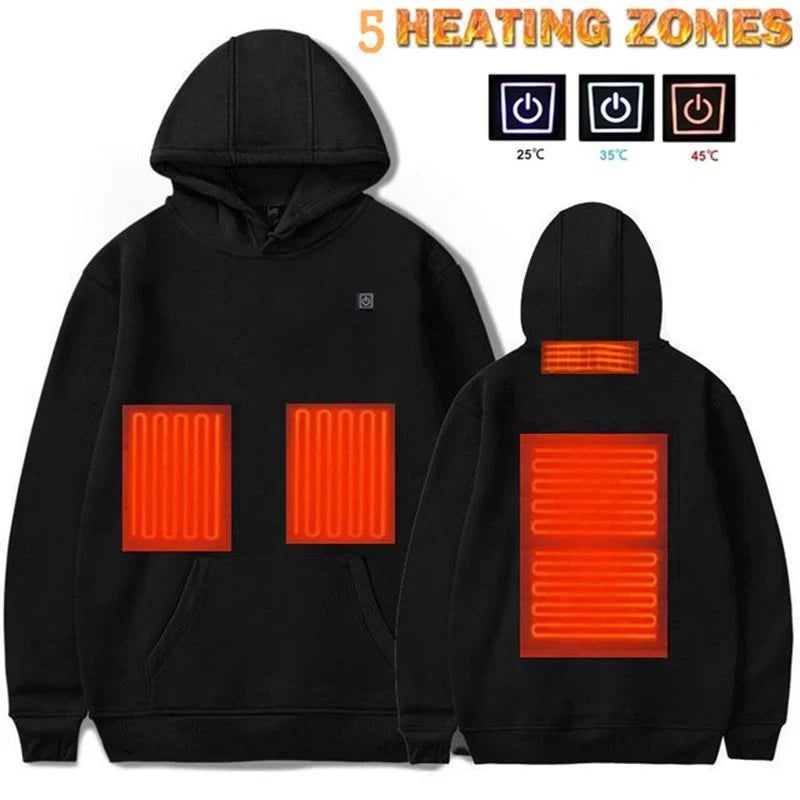 2024 Outdoor Electric USB Heating Jacket in black and grey with adjustable warmth settings