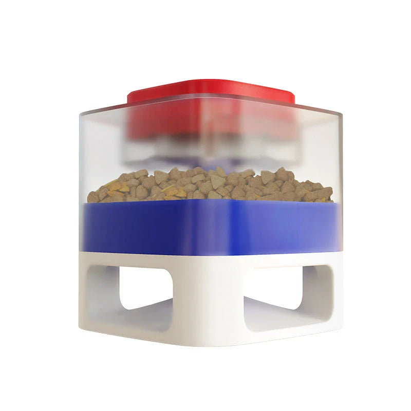 Bullet-shaped pet feeder with anti-slip base and slow feeding design for dogs and cats