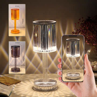 Elegant crystal table lamp with dimmable LED and touch control for home and hotel decor