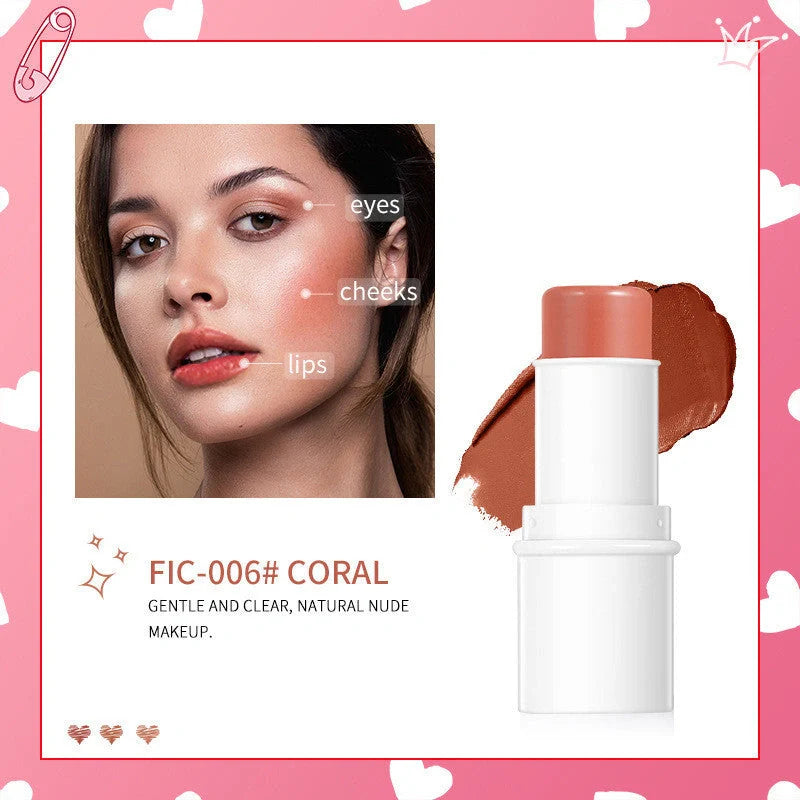 Multifunctional 3-in-1 highlighter pen for face, eyes, and lips in compact design
