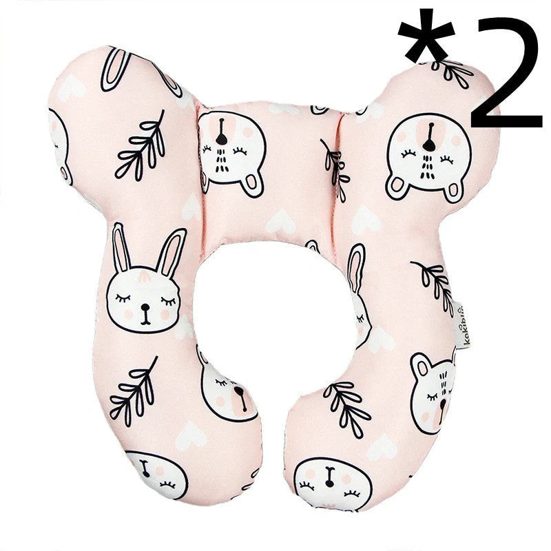 U-shaped baby head support pillow in pure cotton for car safety seats