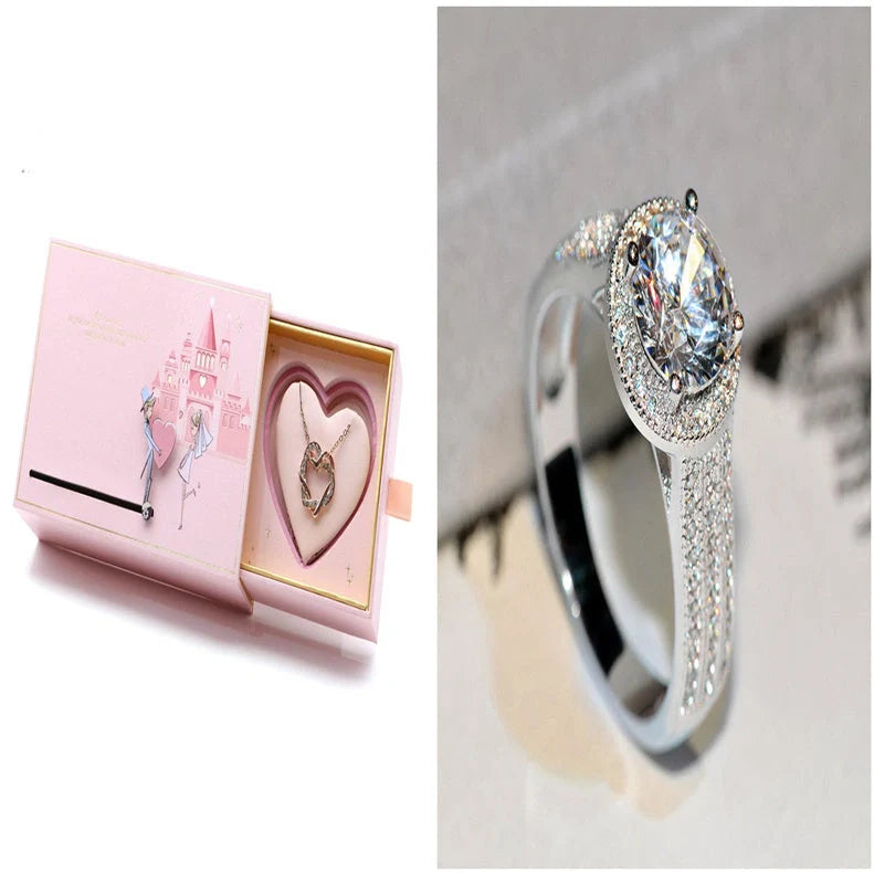 Classic Lotus Diamond Ring in brass with electric white steel finish