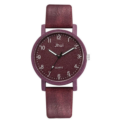 Stylish analog quartz watch for women with stainless steel clasp and PU leather strap in various colors
