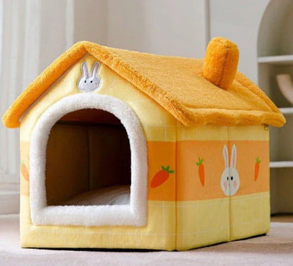 Cozy pet hideaway: Plush, foldable dog house and cat bed in various stylish designs