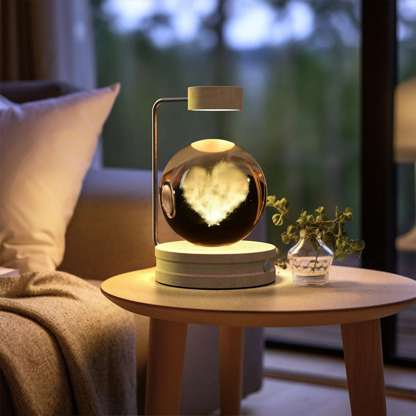 Enchanting crystal ball night light with cosmic designs, creating a warm and soothing ambiance in any room.